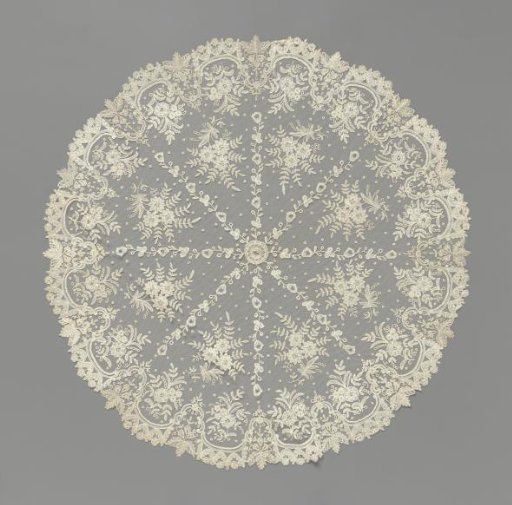 Parasol top of appliqué lace with radiating flower branches