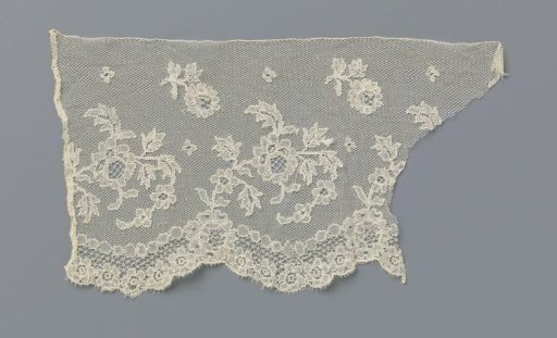 Strip of bobbin lace with pearl and rosette border