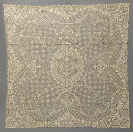 Spread of mixed lace with field flowers