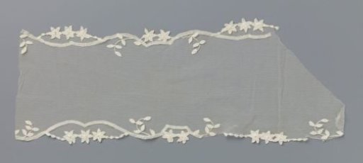 Strip of Appliqué Lace of Machine-Made Ribbon Lace with Star Flowers on Machine-Made Tulle