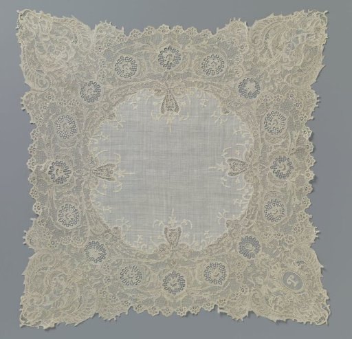 Handkerchief with a Border of Needle Lace with Cupids