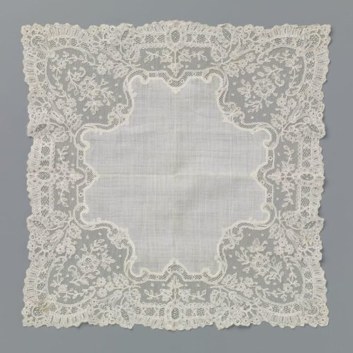 Handkerchief of bobbin lace with the hanging lilies