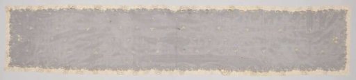 Shawl of appliqué lace with white bobbin lace on black machine-made tulle