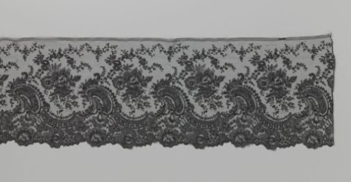 Japanese strip of black bobbin lace with breaking waves