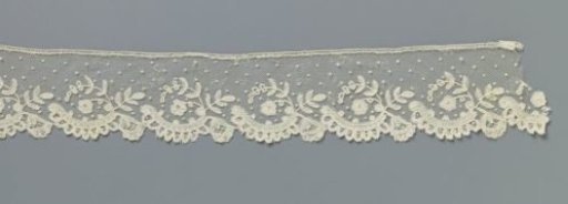 Strip of appliqué lace with bell-shaped motifs