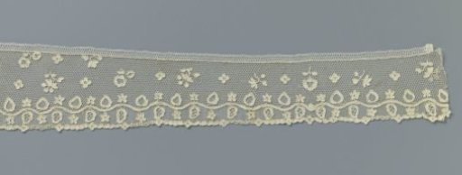 Strip of needle lace with heart-shaped leaves