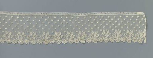 Strip of needle lace with strawberry sprigs