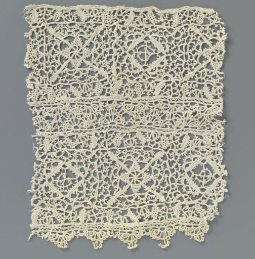 Strip of Crocheted Lace with Reticella Motifs