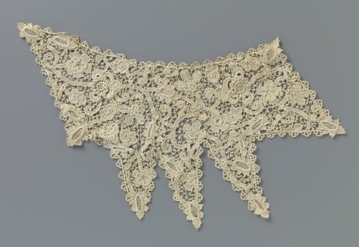 Part of a Collar of Crocheted Lace Imitating Coarse Venetian Needle Lace