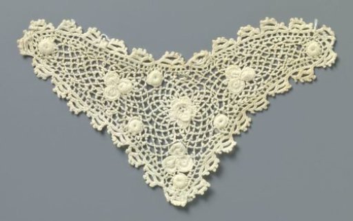 Insert of Crocheted Lace with a Rose and Clover Leaves