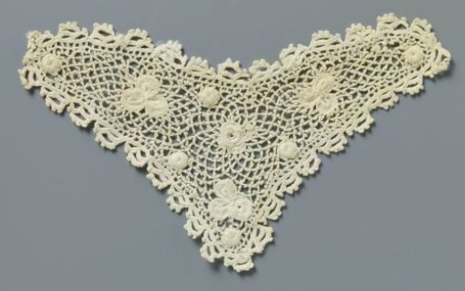 Insert of Crocheted Lace with a Rose and Clover Leaves