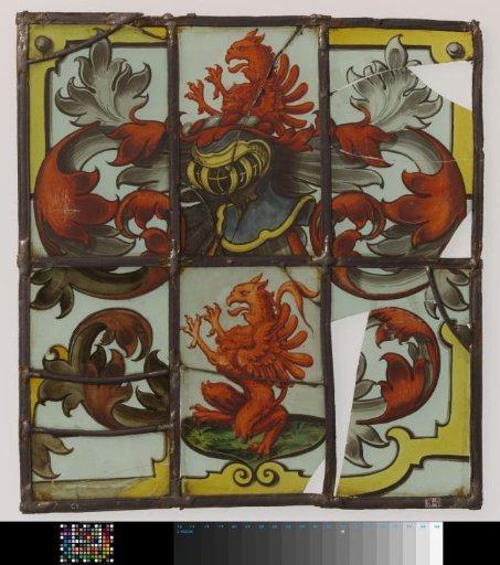 Shield with a Seated Red Griffin and a Red Griffin as a Crest
