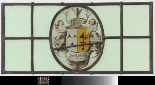 Coat of arms pane with inscription "Gerrit Houtman 1648"