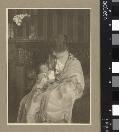 Ada Crone with baby and shawl, possibly from the Wiener Werkstätte