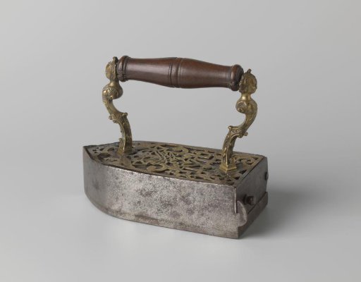 Iron with stand handle in the form of female herms