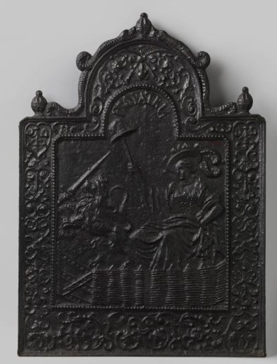 Hearth plate with the Dutch Maiden and Dutch Lion in the Dutch Garden