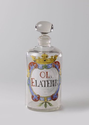 Apothecary bottle with stop, inscribed: OL.E.LATERIB:
