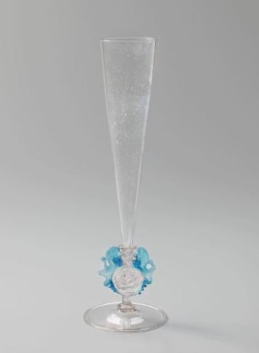 Flute glass with blue wings