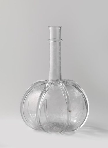 Bottle with floral garlands, birds, and insects