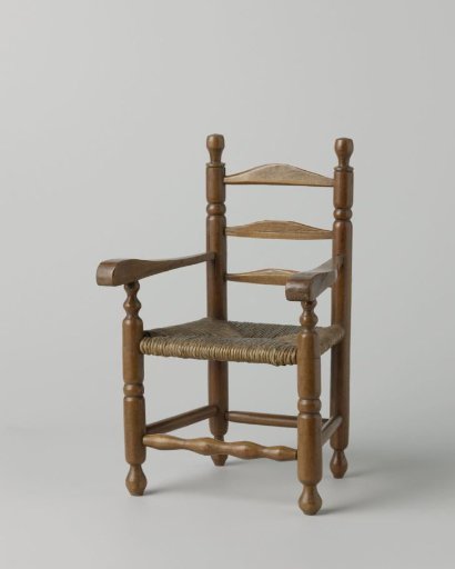 Armchair of beechwood with a mat seat; doll's chair