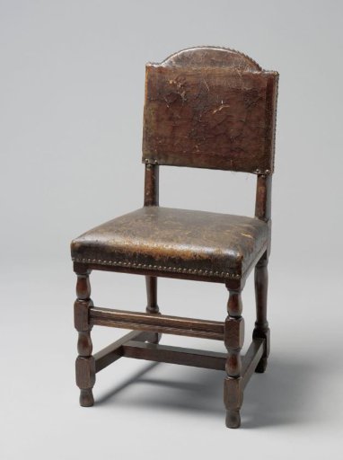 Oak chair with leather seat and back