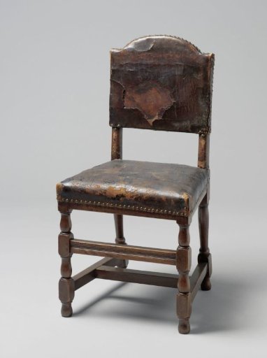 Oak chair with leather seat and back