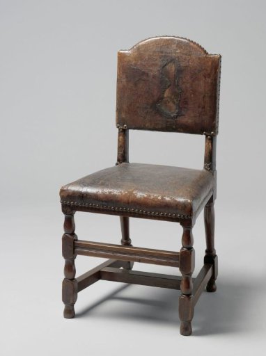 Oak chair with leather seat and back