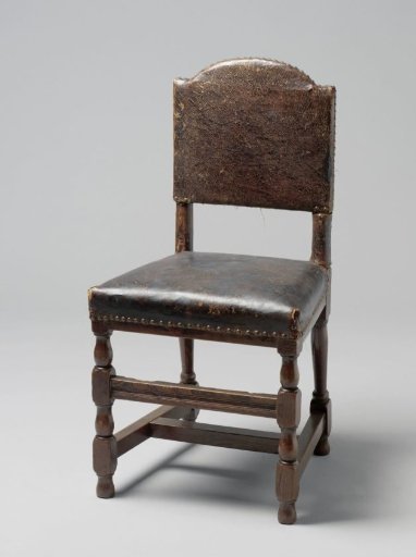 Oak chair with leather seat and back