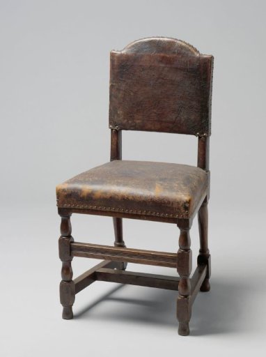 Oak chair with leather seat and back