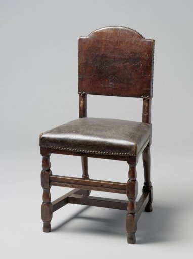 Oak chair with leather seat and back