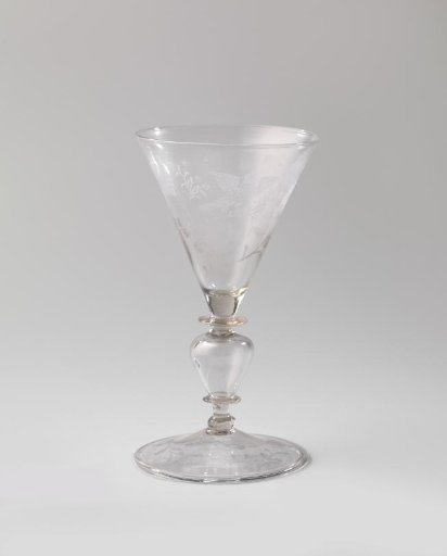 Chalice glass with flower branches and birds