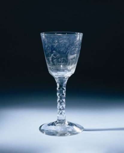 Chalice glass with a representation of Saint Hubert kneeling before the stag