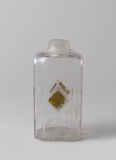 Octagonal Bottle with Rhomboid Medallions and Leaf Ornament