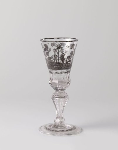 Goblet with Schwarzlot decoration, depicting a stag hunt