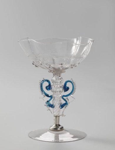 Winged glass with a six-lobed stem
