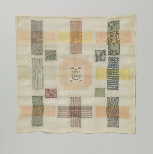 Cotton mousseline sampler with multicoloured silk embroidery