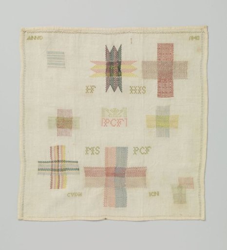 Table cover of multicolored silk on cotton