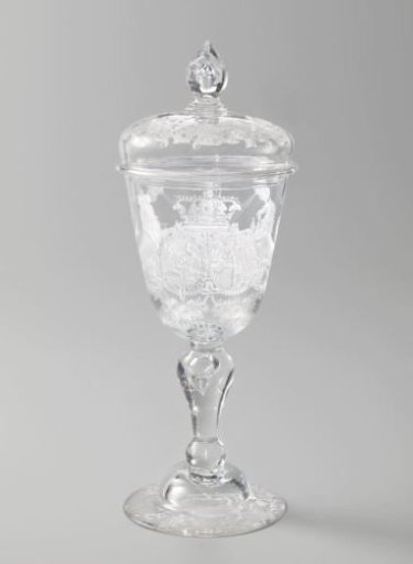 Goblet with lid featuring the alliance coat of arms of William IV and Anna of Hanover