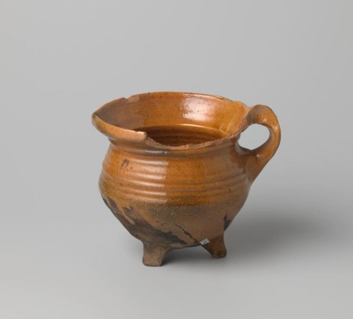 Pot of Red-Firing Clay, Glazed Inside and Outside with Colorless Lead Glaze, Damaged