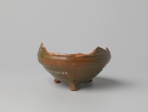 Pot of Red-Firing Clay, Glazed Inside and Outside with Colorless Lead Glaze, Damaged