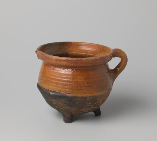 Pot of Red-Firing Clay, Glazed Inside and Outside with Colorless Lead Glaze, Damaged