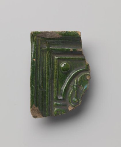 Fragment of a green-glazed stove tile