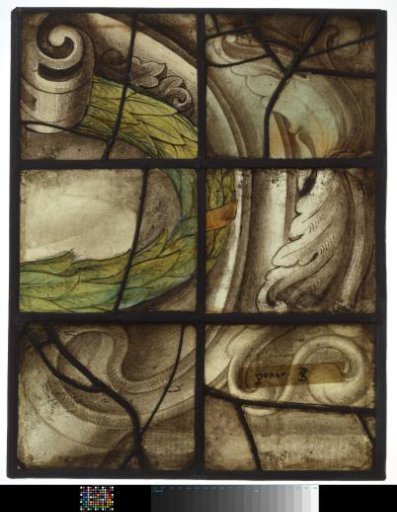 Window with the coat of arms of Alkmaar and inscription "Alkmaria Victrix 1573"