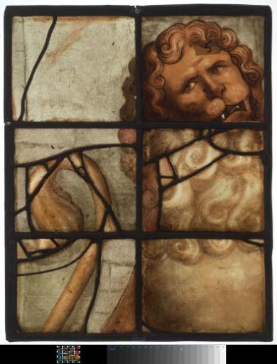 Window with the coat of arms of Alkmaar and inscription "Alkmaria Victrix 1573"