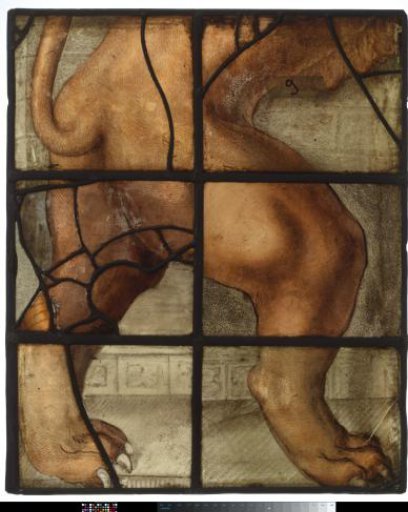 Window with the coat of arms of Alkmaar and inscription "Alkmaria Victrix 1573"
