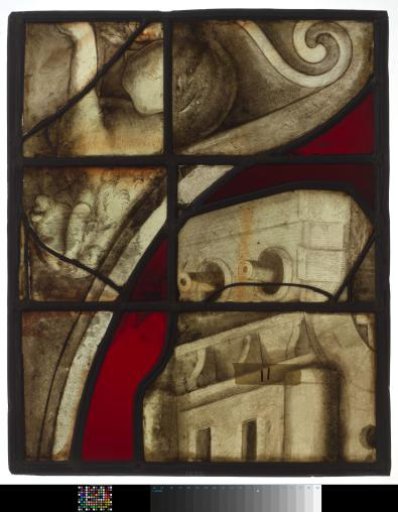 Window with the coat of arms of Alkmaar and inscription "Alkmaria Victrix 1573"