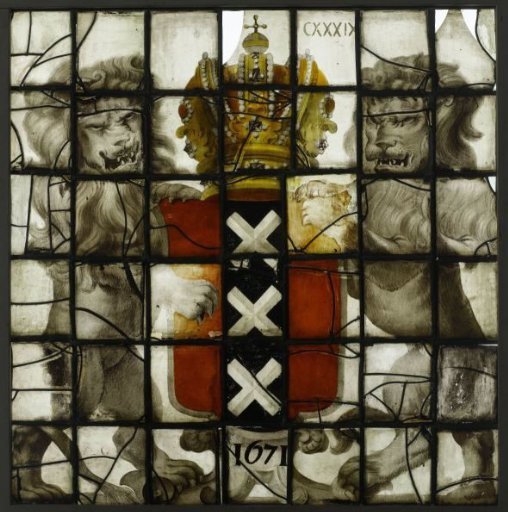Pane with coat of arms of Amsterdam and date 1671