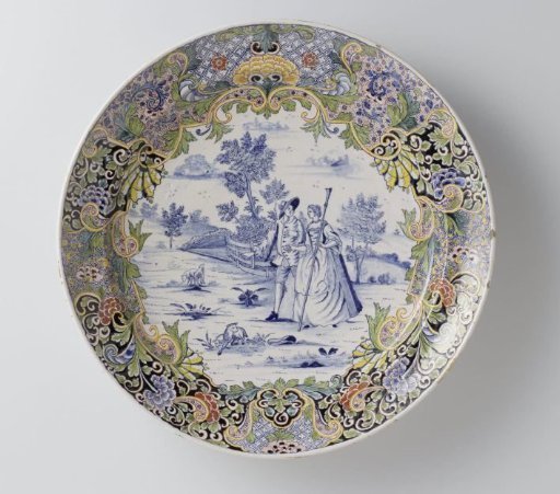 Plate, painted with a pastoral scene