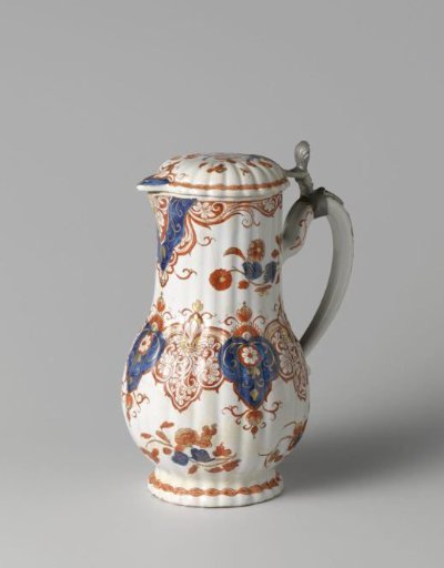 Can with lid, Imari-Delft earthenware