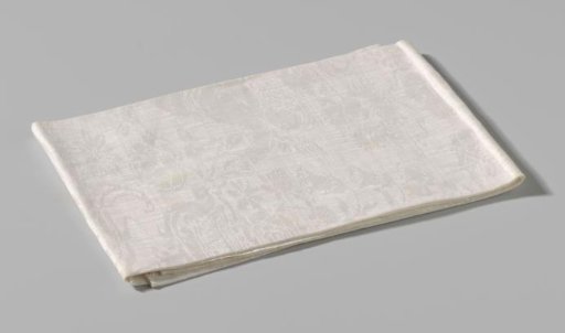 Linen damask napkin with putti and flowers